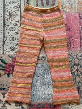 Something Navy Multicolor Fuzzy Knit Sweater in Pink, Yellow & Green